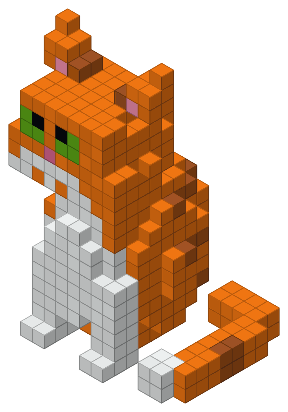 Chat roux assis, en blocs