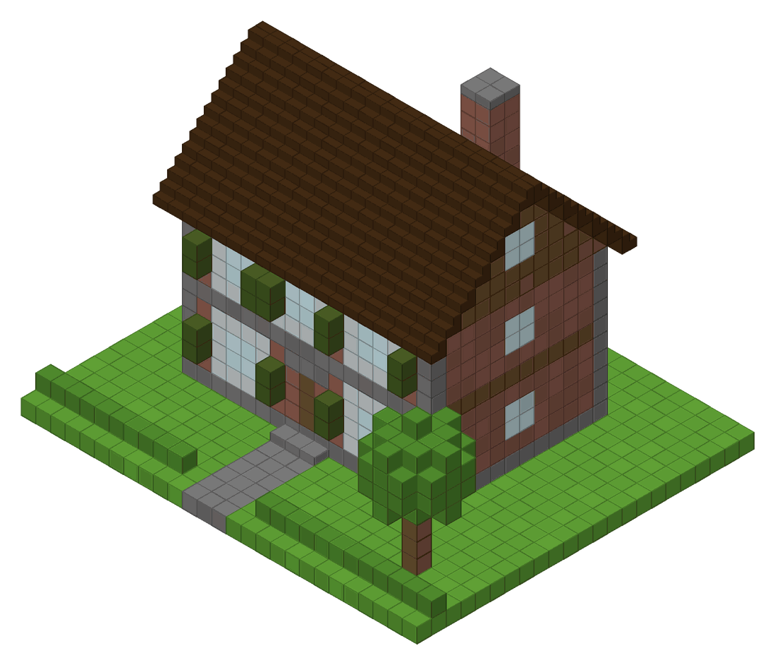 Maison de village en blocs, couche par couche