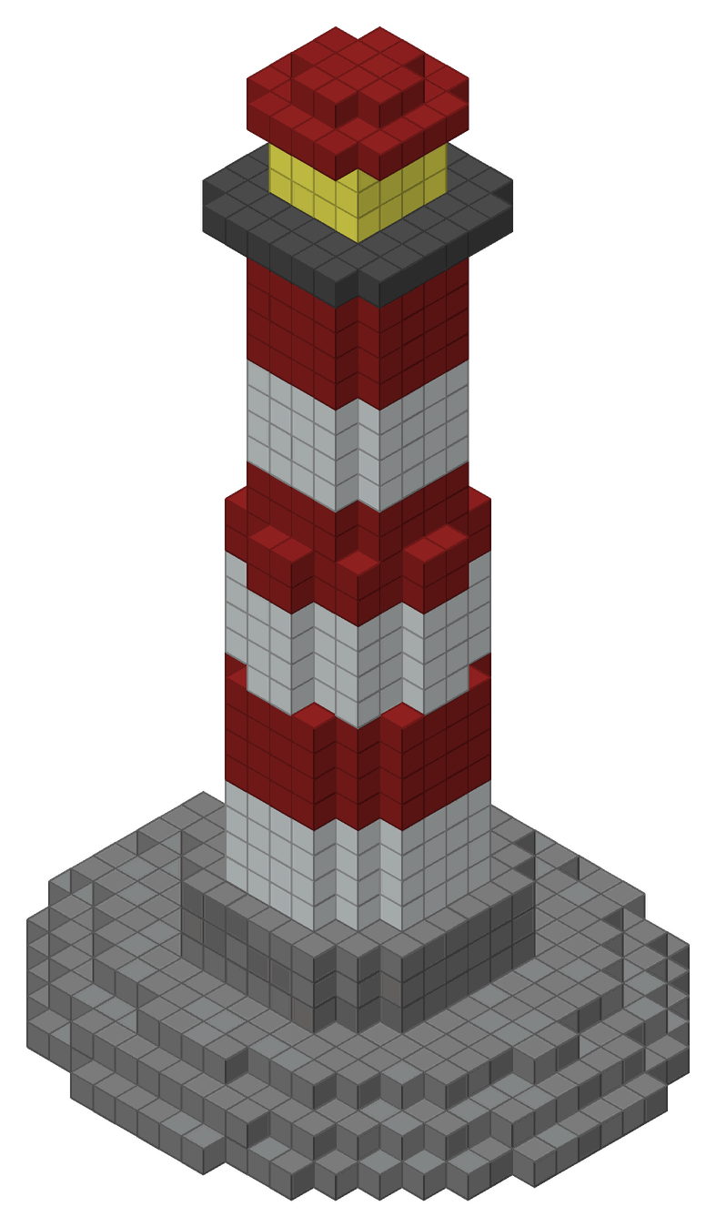 Phare à rayures rouges en blocs